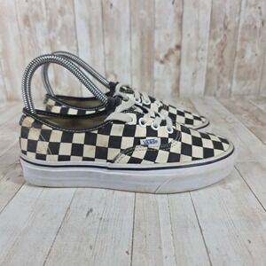 Vans Authentic Checkerboard Casual Sneakers‎ Women's Size 5 Black White Low Top